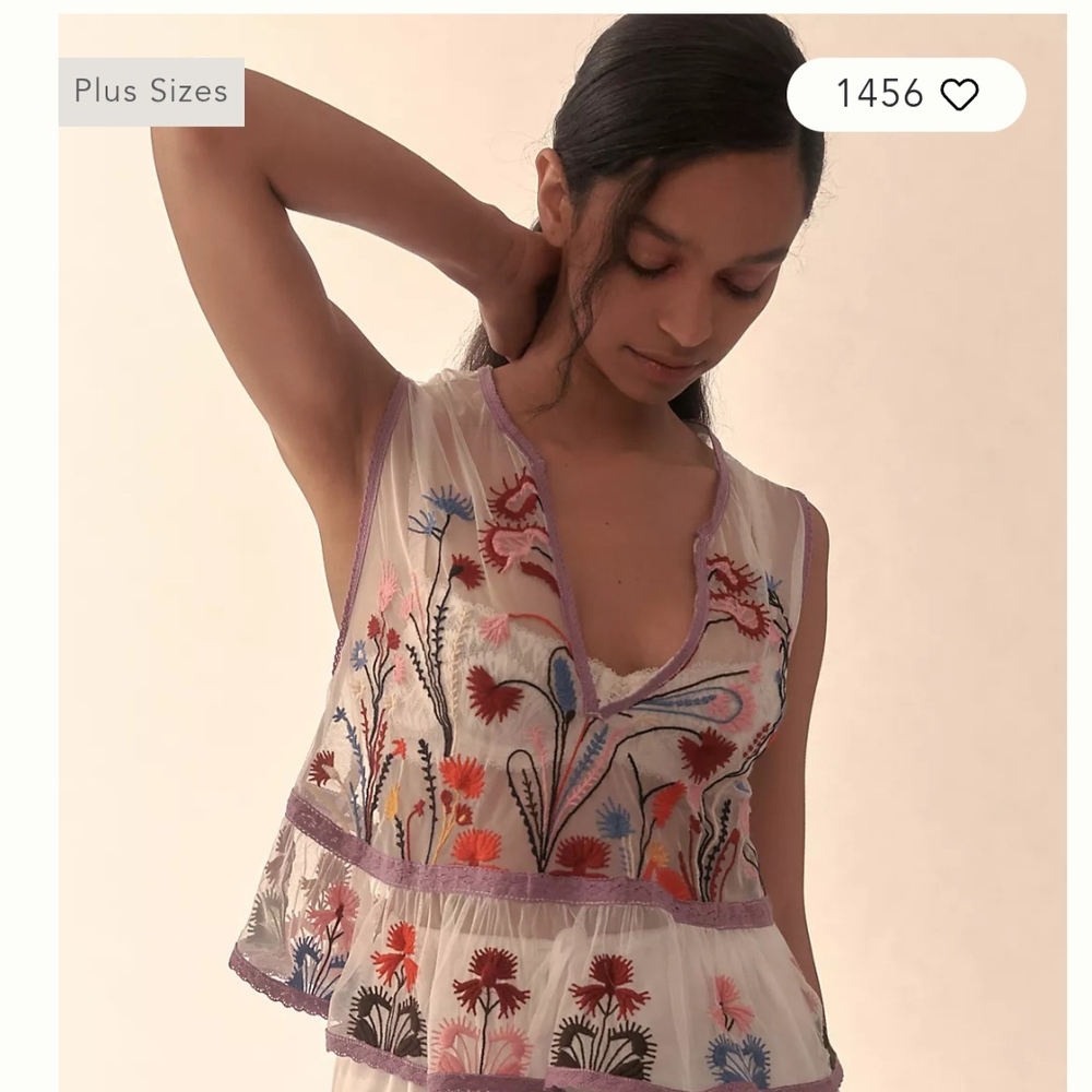NWT by ANTHROPOLOGIE Embroidered Floral Sleeveless Top